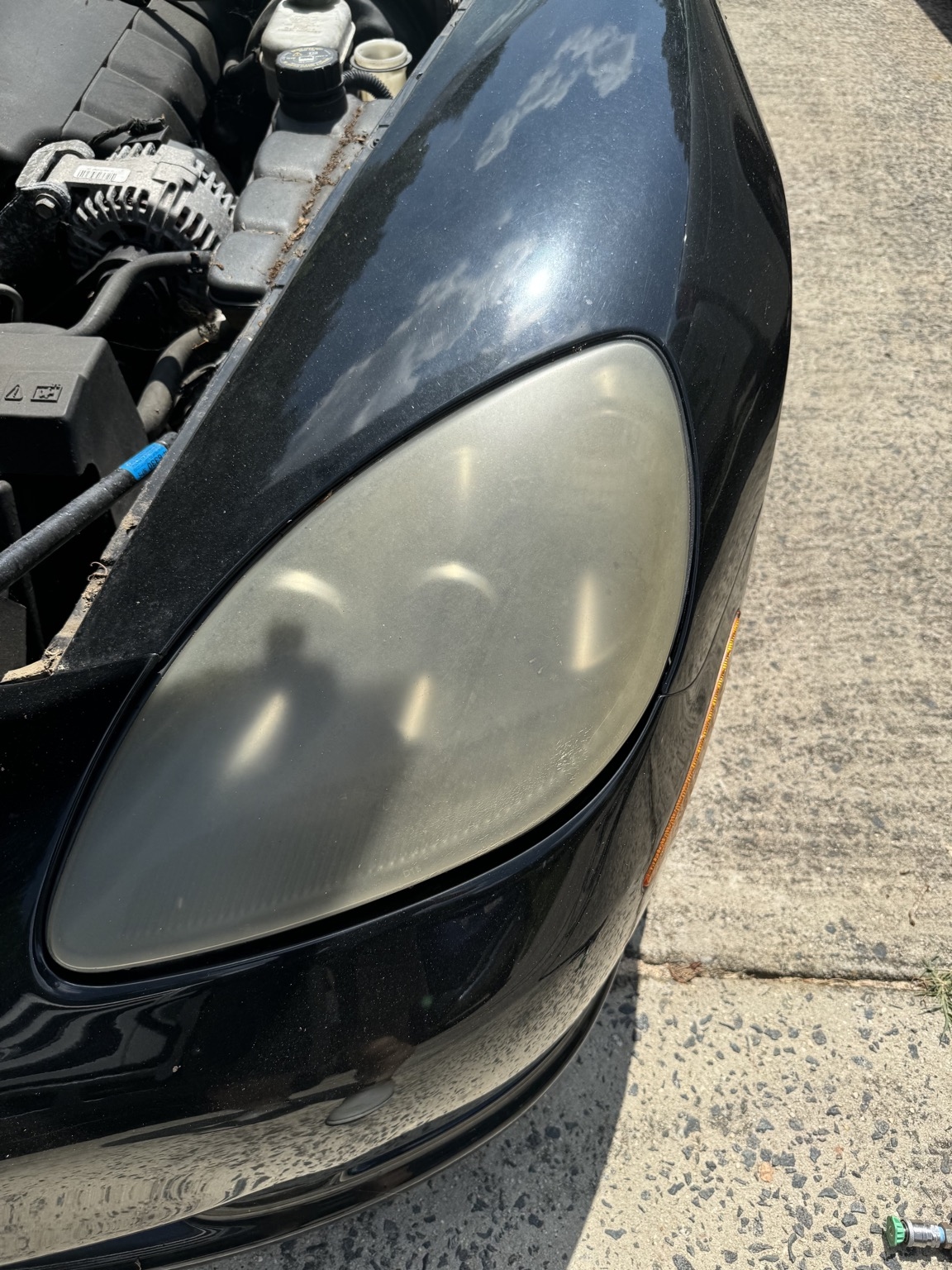 Headlight fog before restoration process